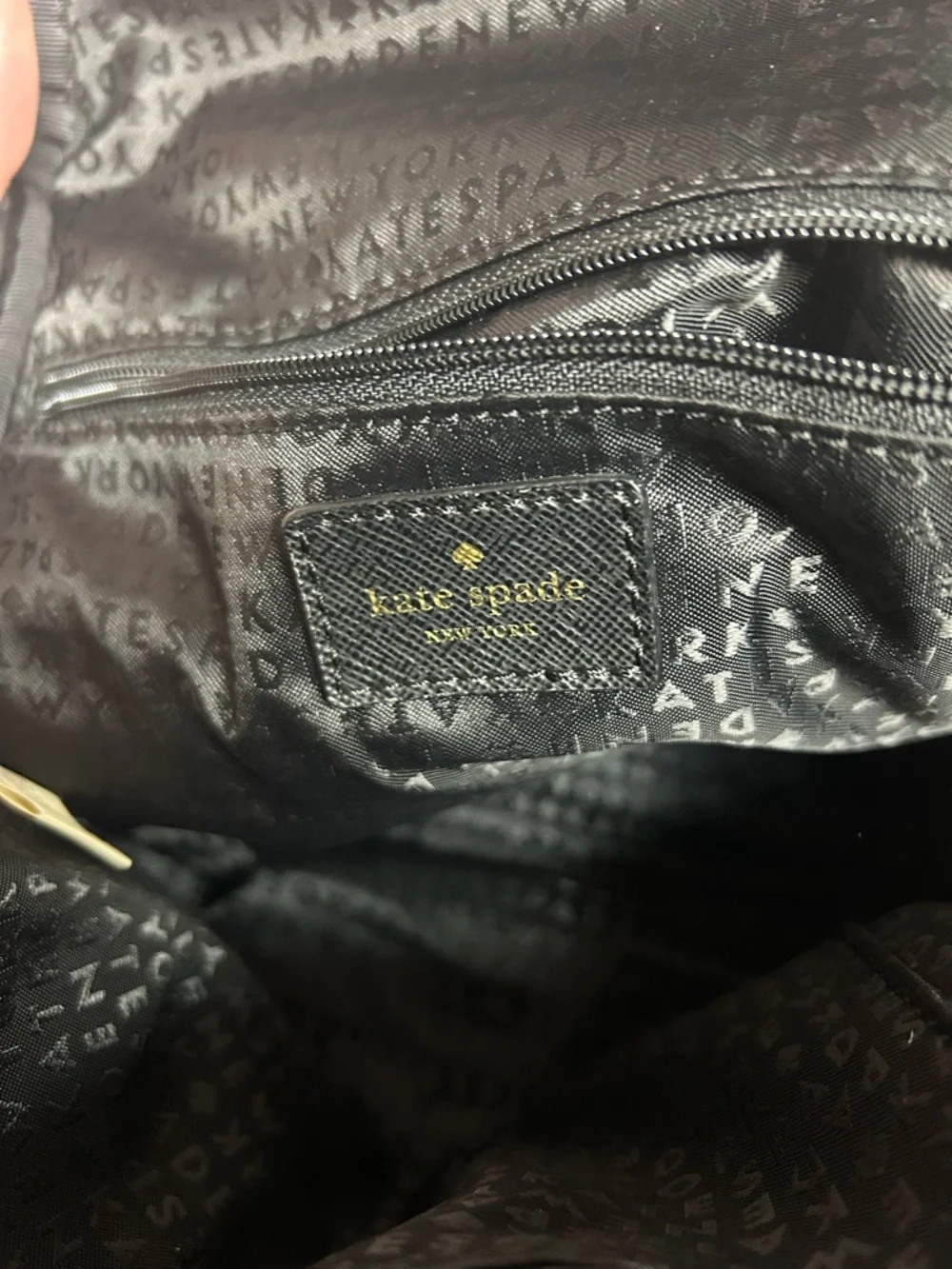 Kate Spade Blake Ave black nylon mini backpack with gold hardware
